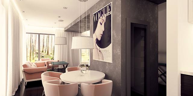 projekt domu Zx92 – interiérová úprava, Jednoduchý jednopodlažný dom s plochou strechou a plným podlažím