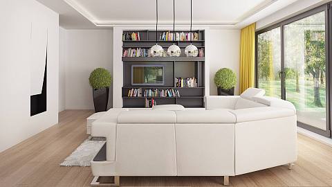 projekt domu Z378 D – interiérová úprava, Jednopodlažný dom s garážou pre dve autá.