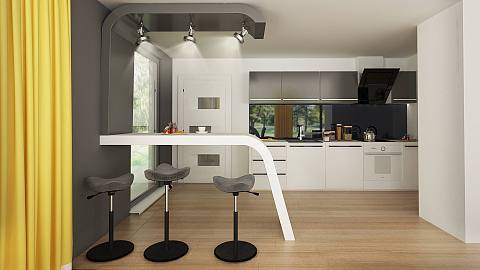 projekt domu Z378 D – interiérová úprava, Jednopodlažný dom s garážou pre dve autá.