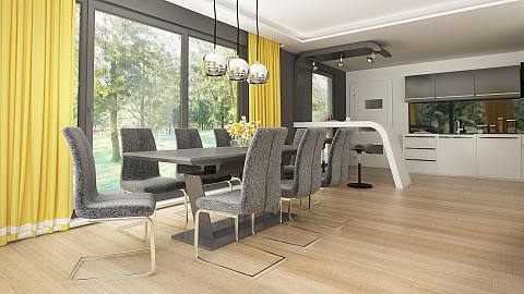 projekt domu Z378 D – interiérová úprava, Jednopodlažný dom s garážou pre dve autá.