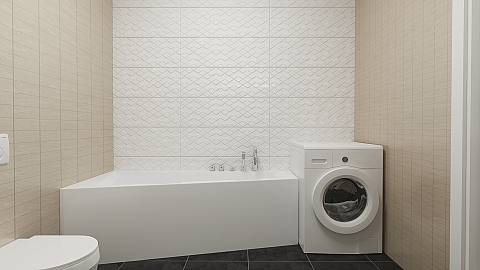 projekt domu Z301 – interiérová úprava, Jednopodlažný dom s garážou pre 2 autá, pohodlnými spálňami a veľkou terasou