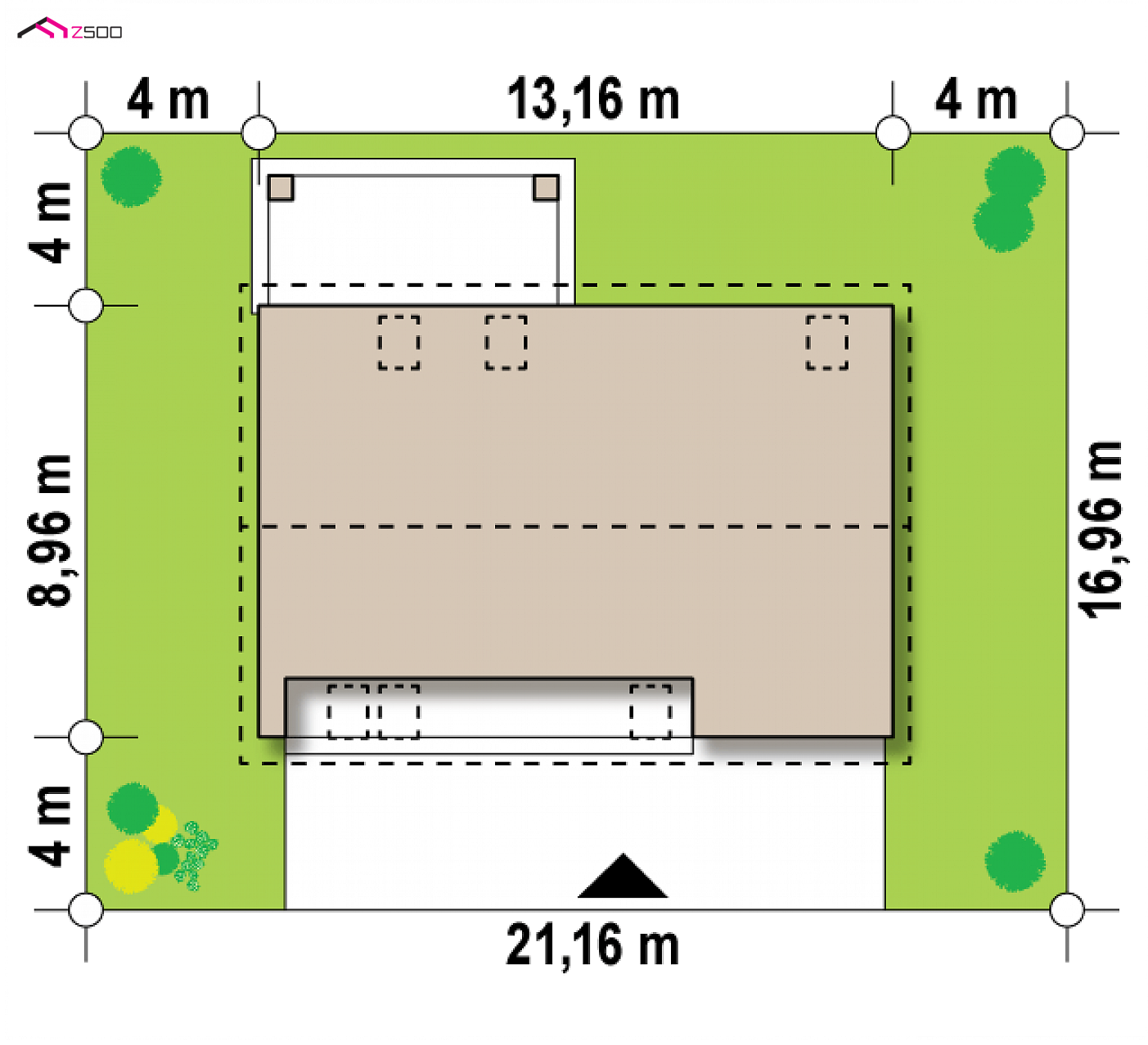 Projekt domu - Projekt domu so sedlovou strechou a garážou pre jedno auto