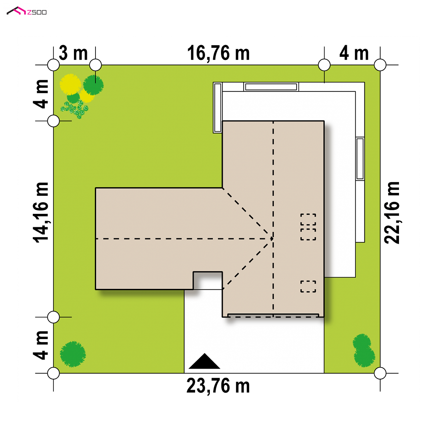 Projekt domu - Dom s podkrovím a garážou pre 2 autá.