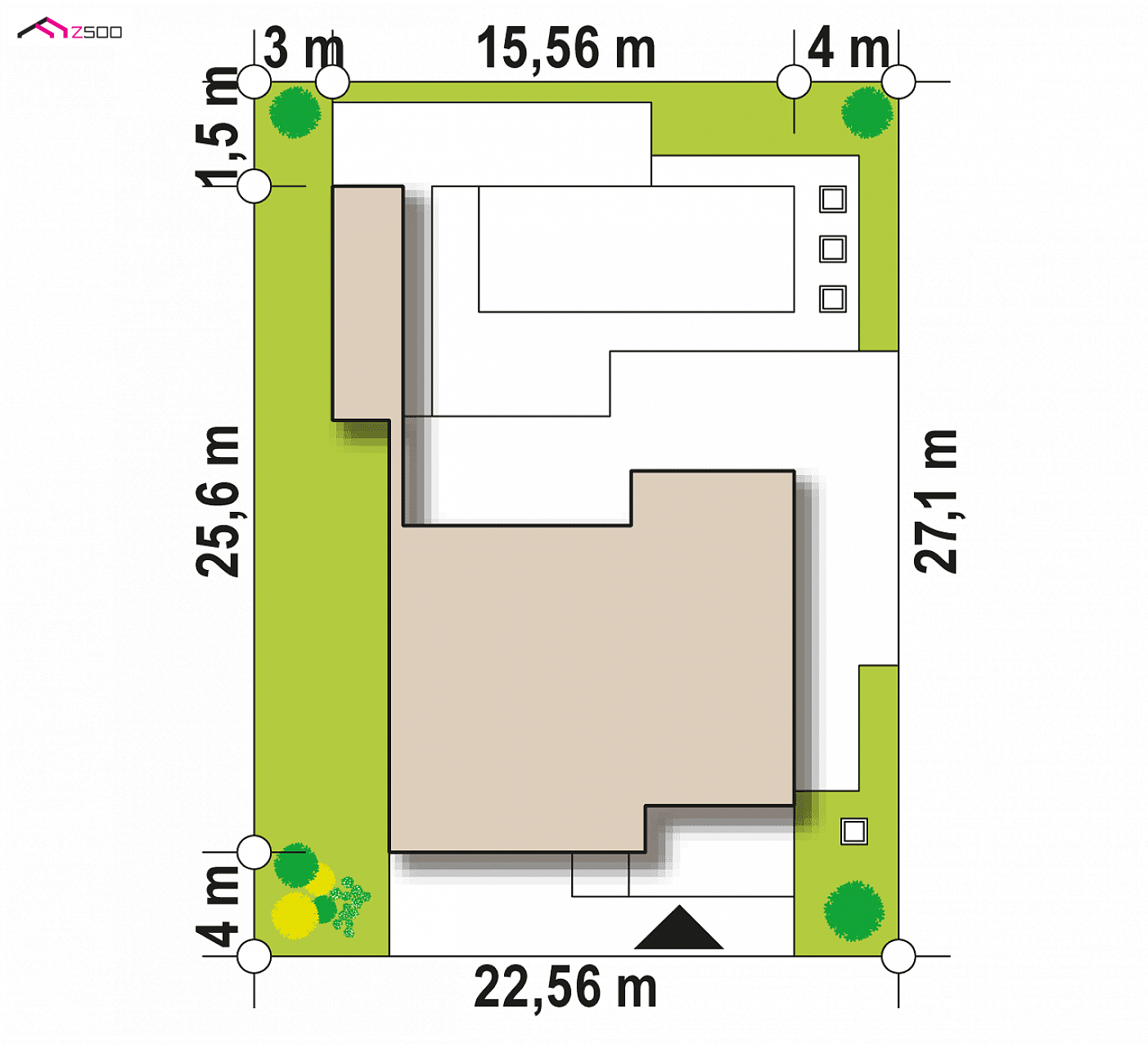 Projekt domu  - Moderný dvojpodlažný dom so zelenou strechou a veľkými oknami