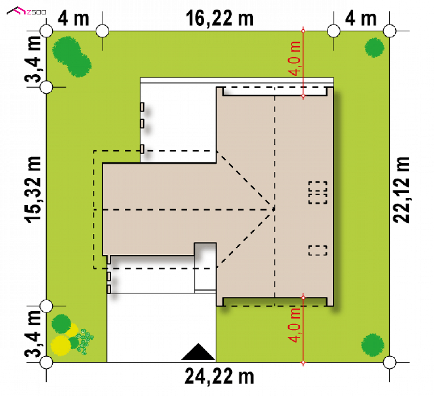 Projekt domu - Dom s úžitkovým podkrovím, dvojgarážou a medziposchodím.