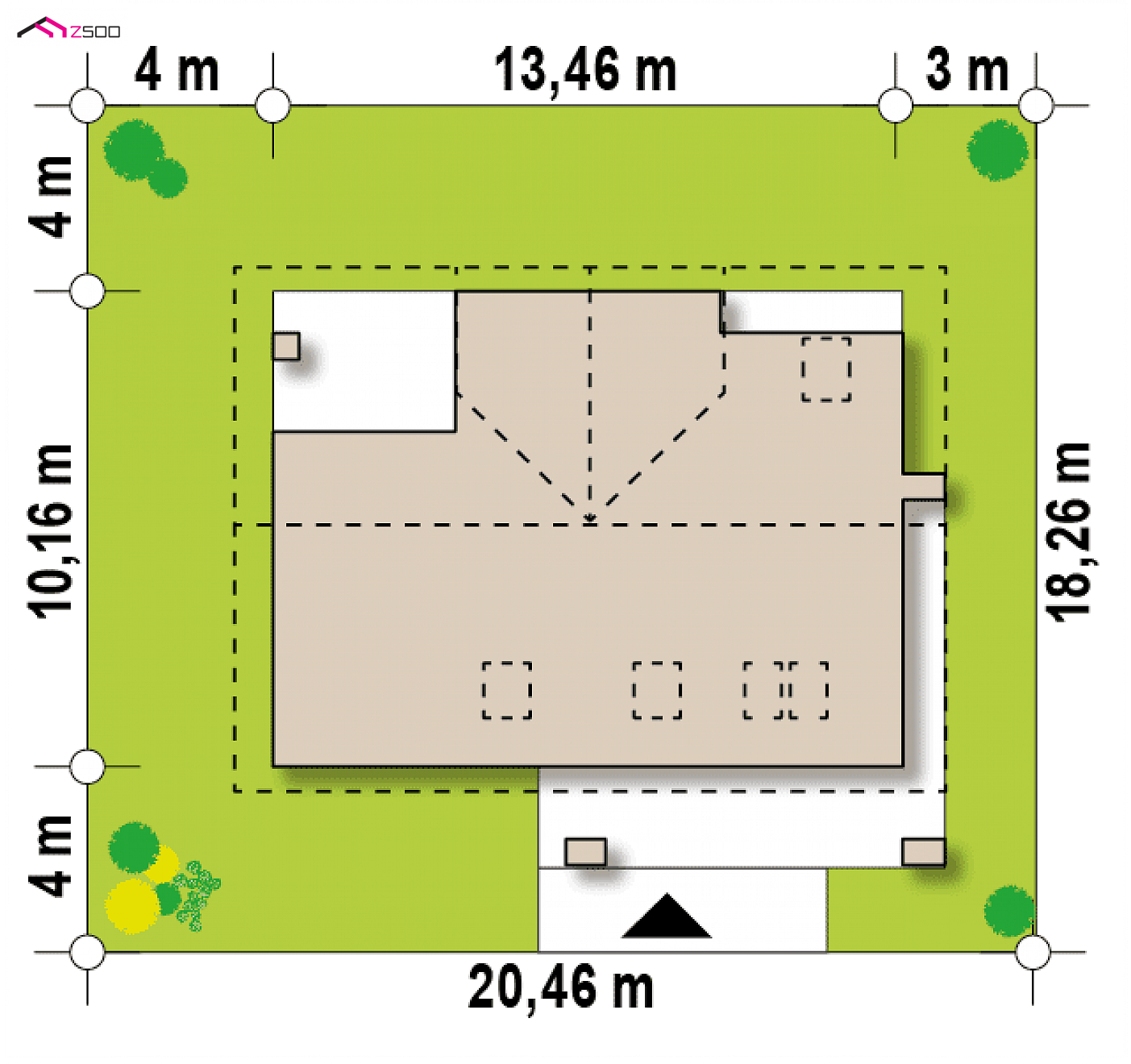 Projekt domu - Kompaktný dom s podkrovím, prednou pracovňou a priestranným obývacím priestorom.