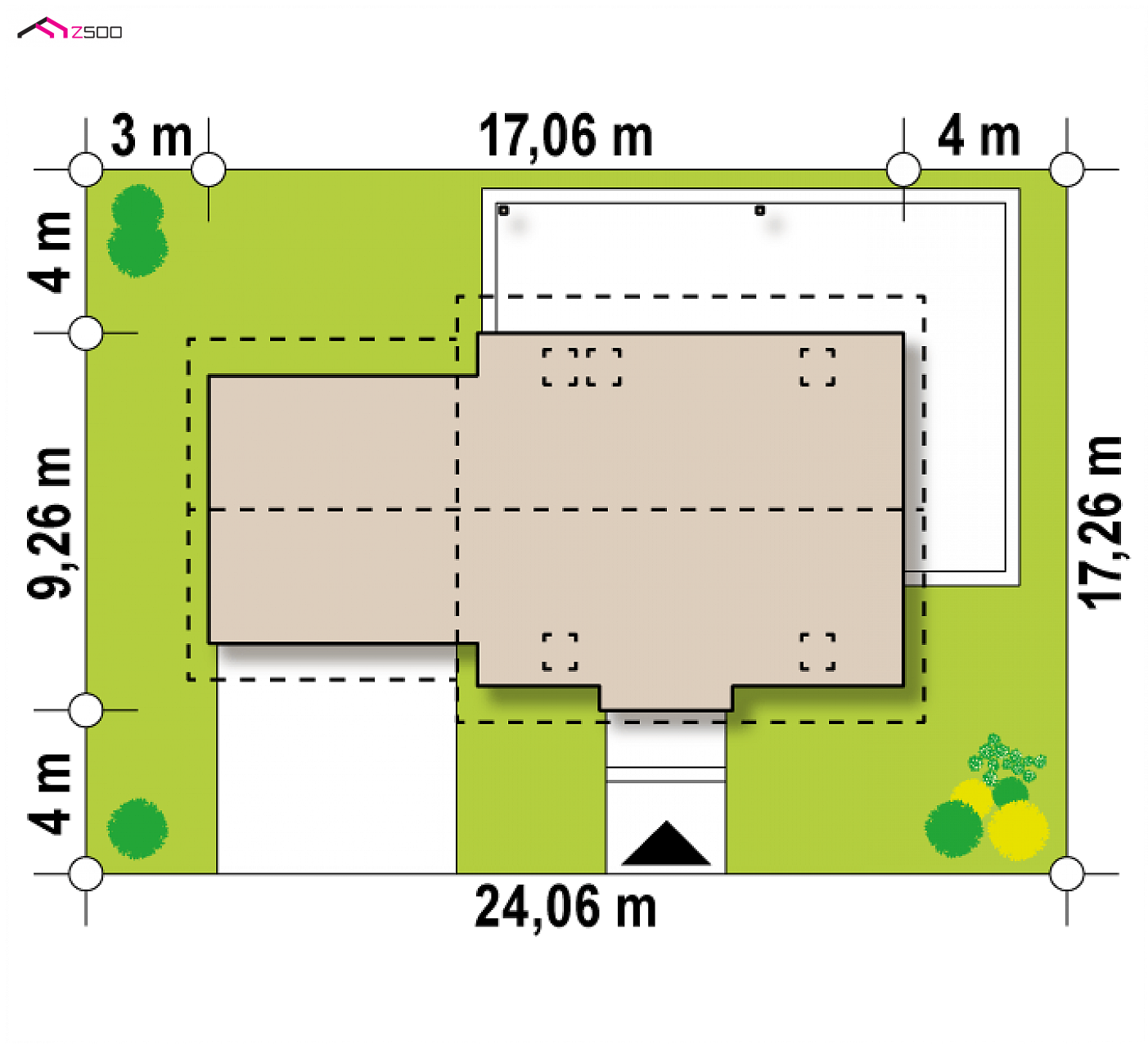Projekt domu - Rodinný dom s garážou pre dve autá a medziposchodím.